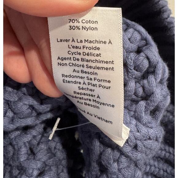Haven Well Within Sweater Size Medium Blue Crochet Knit Knot Stitch Henley - Picture 8 of 8